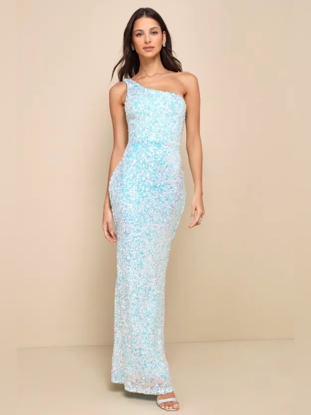 Lulu's Light Blue One-Shoulder Dress